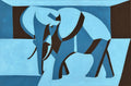 Blue Elephant Original Painting