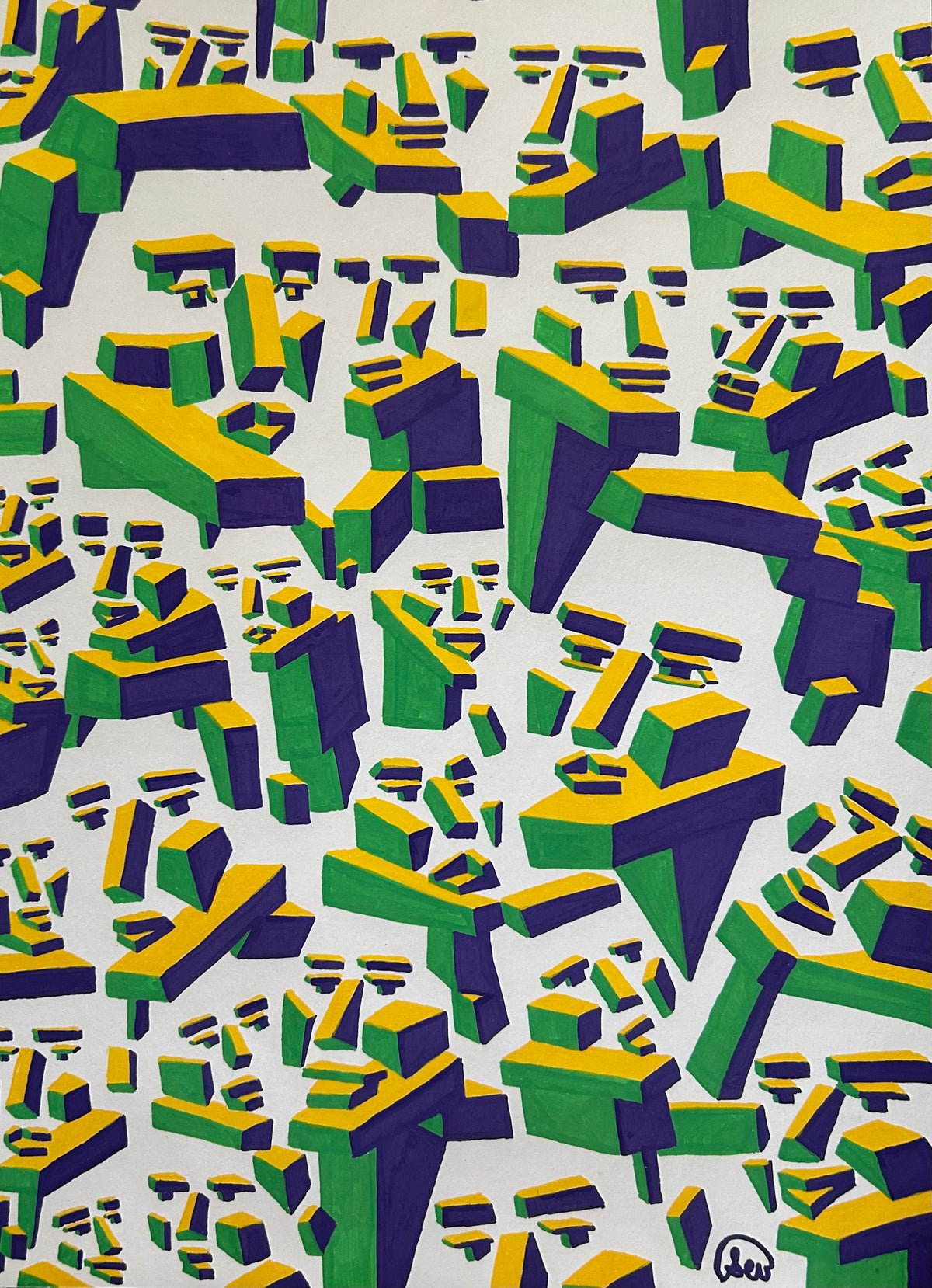 Faces 2 Original Drawing